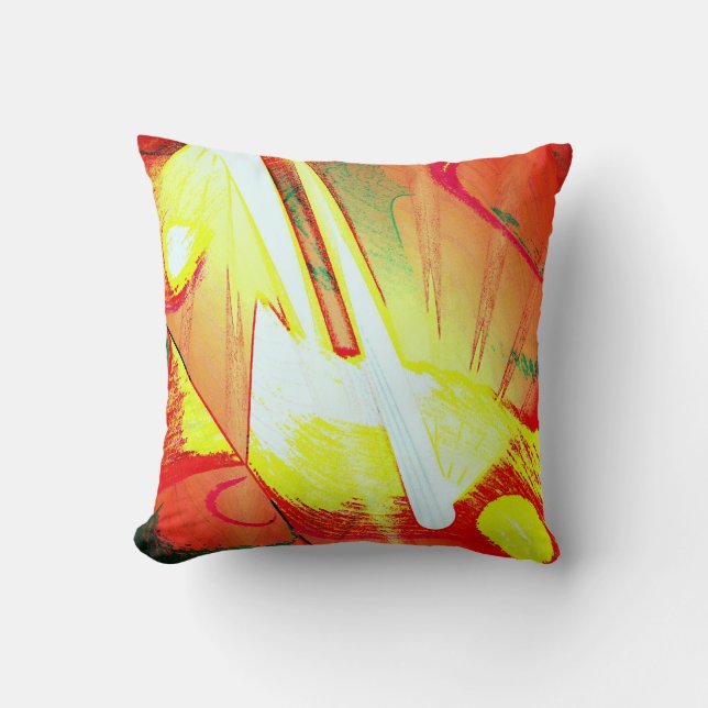 Modern Red Yellow Abstrakt Kissen (Vorderseite)
