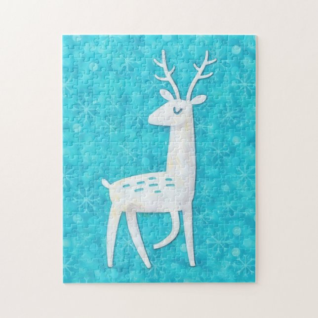Modern Reindeer Art Snowflakes Christmas Holiday (Vertikal)