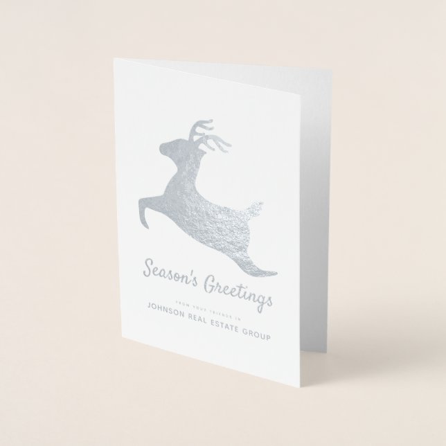 Modern Reindeer Sillhouette | Holiday Greetings Folienkarte (Vorderseite)