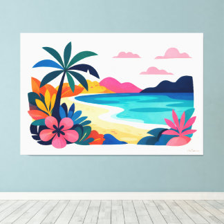 Modern retro beach scene 02 leinwanddruck