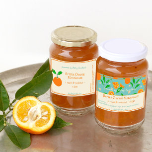 Modern Retro Bergamote Orange Marmalade Labels Etiketten