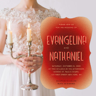 Modern Retro Burgundy Ivory Typography Wedding Einladung