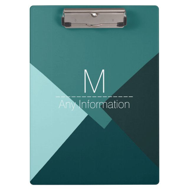 Modern Retro Color Geometric Muster Monogram #7 Klemmbrett (Vorderseite)