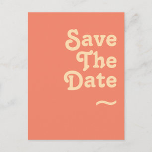 Modern Retro Coral Save The Date Einladungspostkarte
