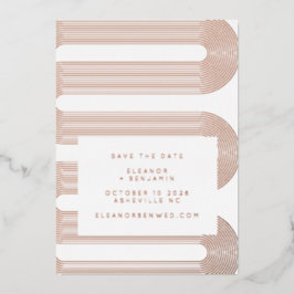 Modern Retro Geometric Luxe Rose Gold Rett Date Folieneinladung
