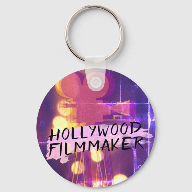 Modern Retro Hollywood Filmmaker in Pink Schlüsselanhänger (Vorderseite)