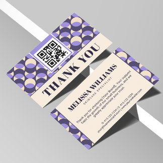 Modern Retro Lavender Geometric Thank You Card Begleitkarte