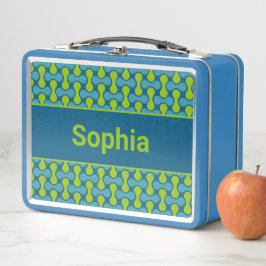 Modern Retro Link Pattern in Blue and Green Metall Brotdose