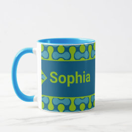 Modern Retro Link Pattern in Blue and Green Tasse