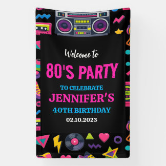 Modern Retro Neon 80’s Birthday Party for Adults Banner