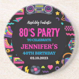 Modern Retro Neon 80’s Birthday Party for Adults Getränkeuntersetzer