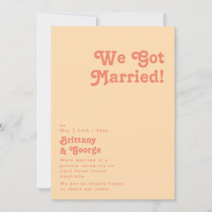 Modern Retro Orange Cream Hochzeitsankündigung Einladung