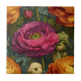 Modern Retro Ranunculus  Tiles  For Cooking Space Fliese