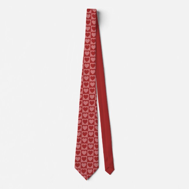 Modern Retro Red and Pink Minimalist Heart Pattern Krawatte (Vorderseite)