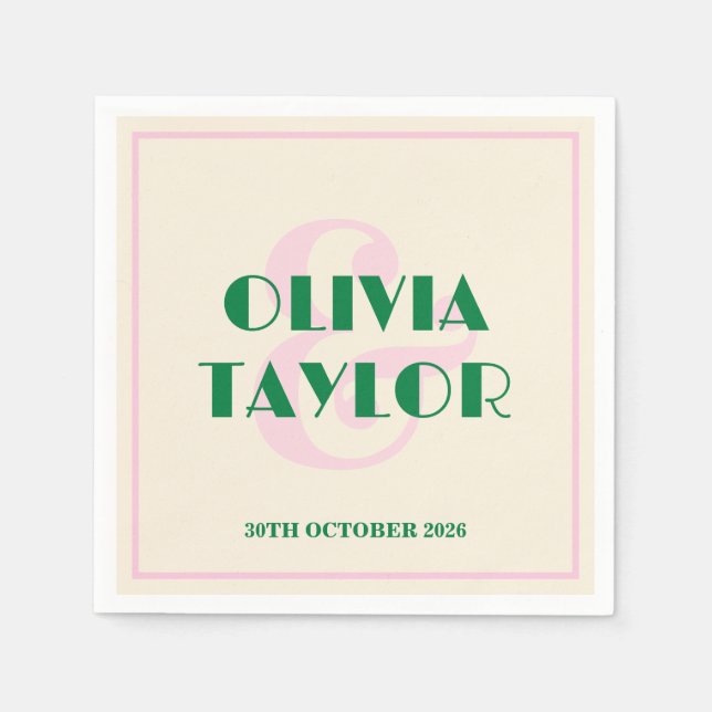 Modern Retro Striped Wedding Invitation Serviette (Vorderseite)