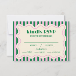 Modern Retro Striped Wedding RSVP Card