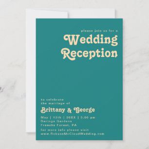 Modern Retro   Türkis Hochzeitsempfang Einladung