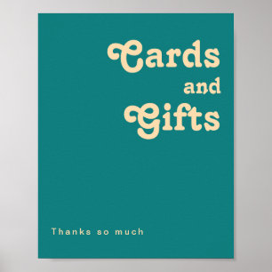 Modern Retro   Türkise Karten und Geschenke‑Schild Poster