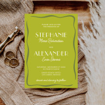 Modern Retro Vibrant Bold Citrus Green Wedding