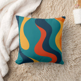 Modern Retro Wavy Abstract Pattern  Kissen