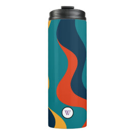 Modern Retro Wavy Abstract Pattern  Thermosbecher