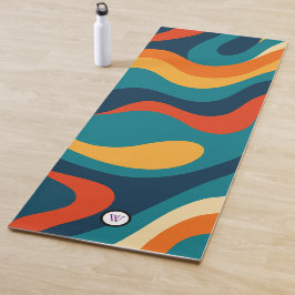 Modern Retro Wavy Abstract Pattern  Yogamatte