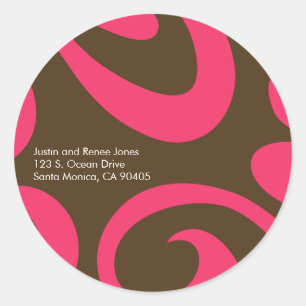 Modern Return Address Label - Braun & Rosa Runder Aufkleber