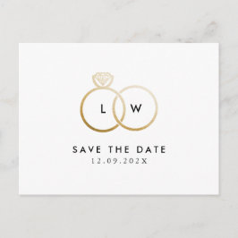 Modern Ring Monogram Save the Date Postkarte