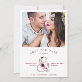 Modern Romantic Classic Floral Pink Shades Photo Save The Date