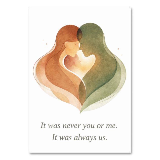 Modern Romantic Couple Illustration Tischnummer (Vorderseite)