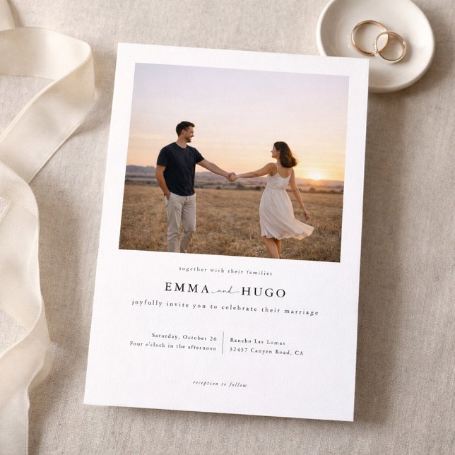 Modern Romantic Elegant Photo Wedding Invitation Einladung (Von Creator hochgeladen)