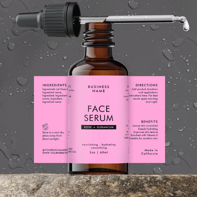 Modern rosa 2 OZ Dropper Flasche Wasserdicht Etike Lebensmitteletikett (Girly Pink 2 OZ Dropper Bottle Waterproof Label *verify size to ensure a good fit")