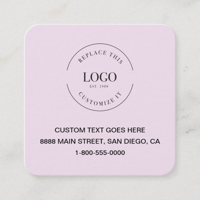 Modern rosa angepasste Logo Soziale Symbole QR-Cod Quadratische Visitenkarte (Vorderseite)