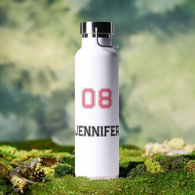 Modern rosa Black Player Name Jersey Nummer Sports Trinkflasche (Modern Pink Black Player Name Jersey Number Sports Water Bottle)