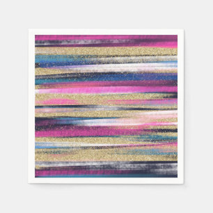 Modern rosa Blauer Glitzer Pinselstriche Farbe Far Serviette