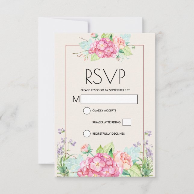 Modern rosa Blumenstrauß RSVP Karte (Vorderseite)