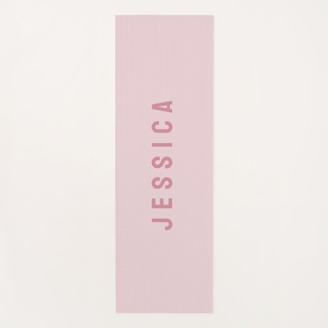 Modern rosa Einfache Minimalistische Bezeichnung Yogamatte (Vorderseite)