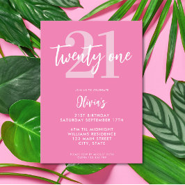 Modern rosa Elegant 21. Geburtstag Einladung