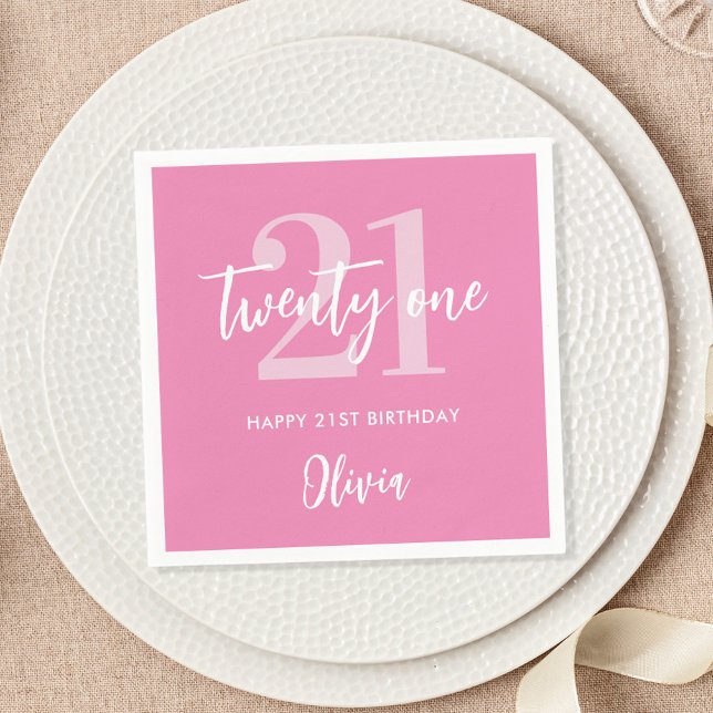 Modern rosa Elegant 21. Geburtstag Serviette (Von Creator hochgeladen)