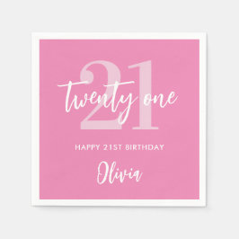 Modern rosa Elegant 21. Geburtstag Serviette