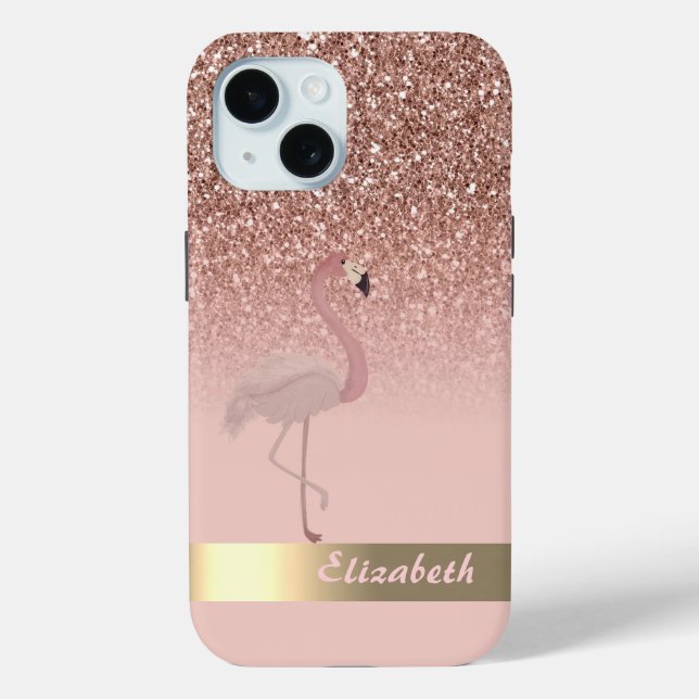Modern rosa Flamingo Glitzer Sequin Case-Mate iPhone Hülle (Rückseite)