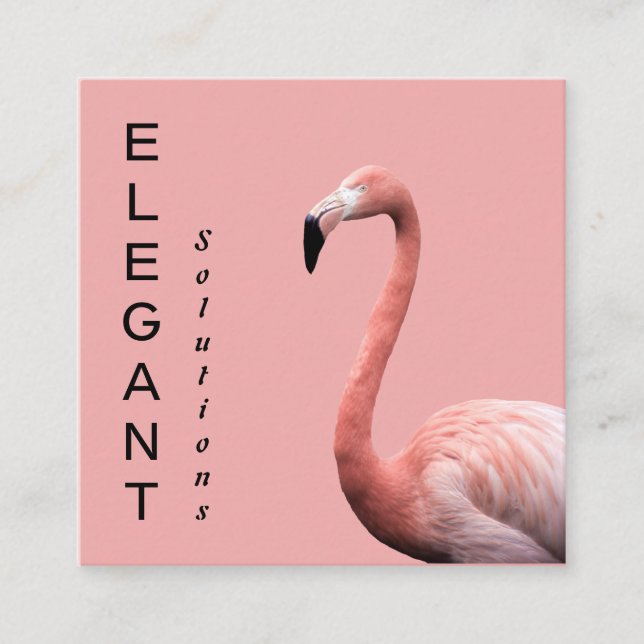 Modern rosa Flamingo Minimalistisch Quadratische Visitenkarte (Vorderseite)