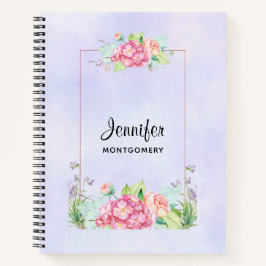 Modern rosa, florale Rahmenfarben Notizbuch
