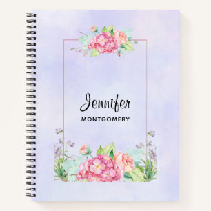 Modern rosa, florale Rahmenfarben Notizbuch