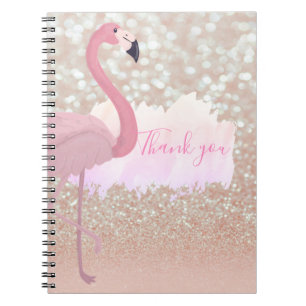 Modern rosa Funkelnd Flamingo, vielen Dank Notizblock