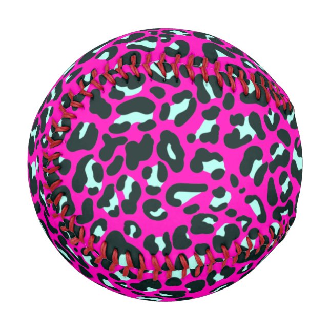 Modern rosa Geparden Leopard Tierdruck Baseball (Rückseite Rechts)