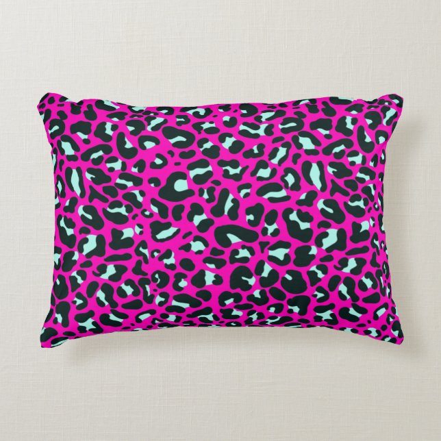 Modern rosa Geparden Leopard Tierdruck Dekokissen (Vorderseite)