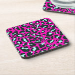 Modern rosa Geparden Leopard Tierdruck Getränkeuntersetzer<br><div class="desc">Immer trendy heiß rosa Vollfarbe. Wilde Safari- und Dschungeltierdrucke. Moderne schicke kleine Geparde,  Leopardenleder in weiß und pastellfarbener Minze und Rosa. Kleiner Geparden Leopardendruck.</div>