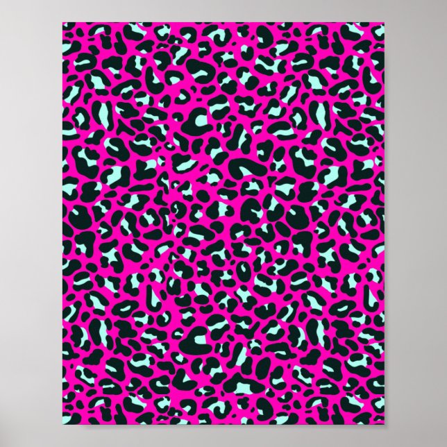 Modern rosa Geparden Leopard Tierdruck Poster (Vorne)