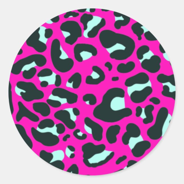Modern rosa Geparden Leopard Tierdruck Runder Aufkleber (Vorderseite)